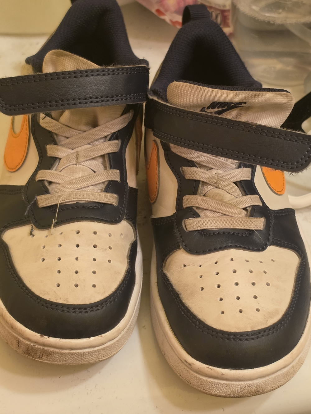 Nike Kids Navy, Cream & Orange Low-Top Sneakers